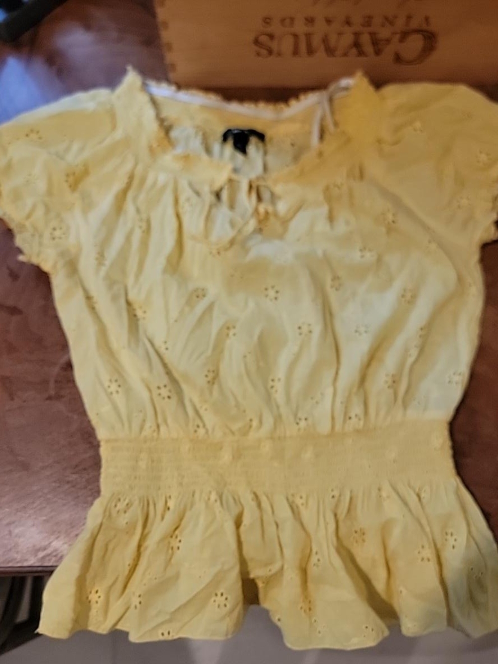 BCX Yellow Eyelet Peplum Top for Kids